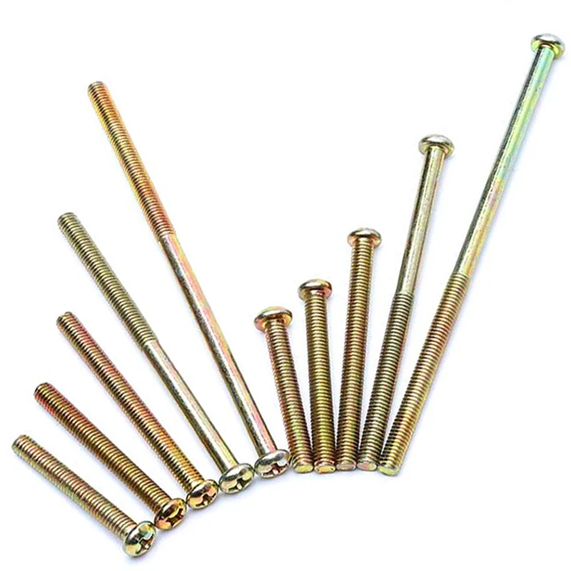 M3 M4 M5 M6 Color Zinc Plating Phillips Cross Recessed Pan Head Machine Long Screw Metric Thread Round Head Bolt Extended 300mm images - 6