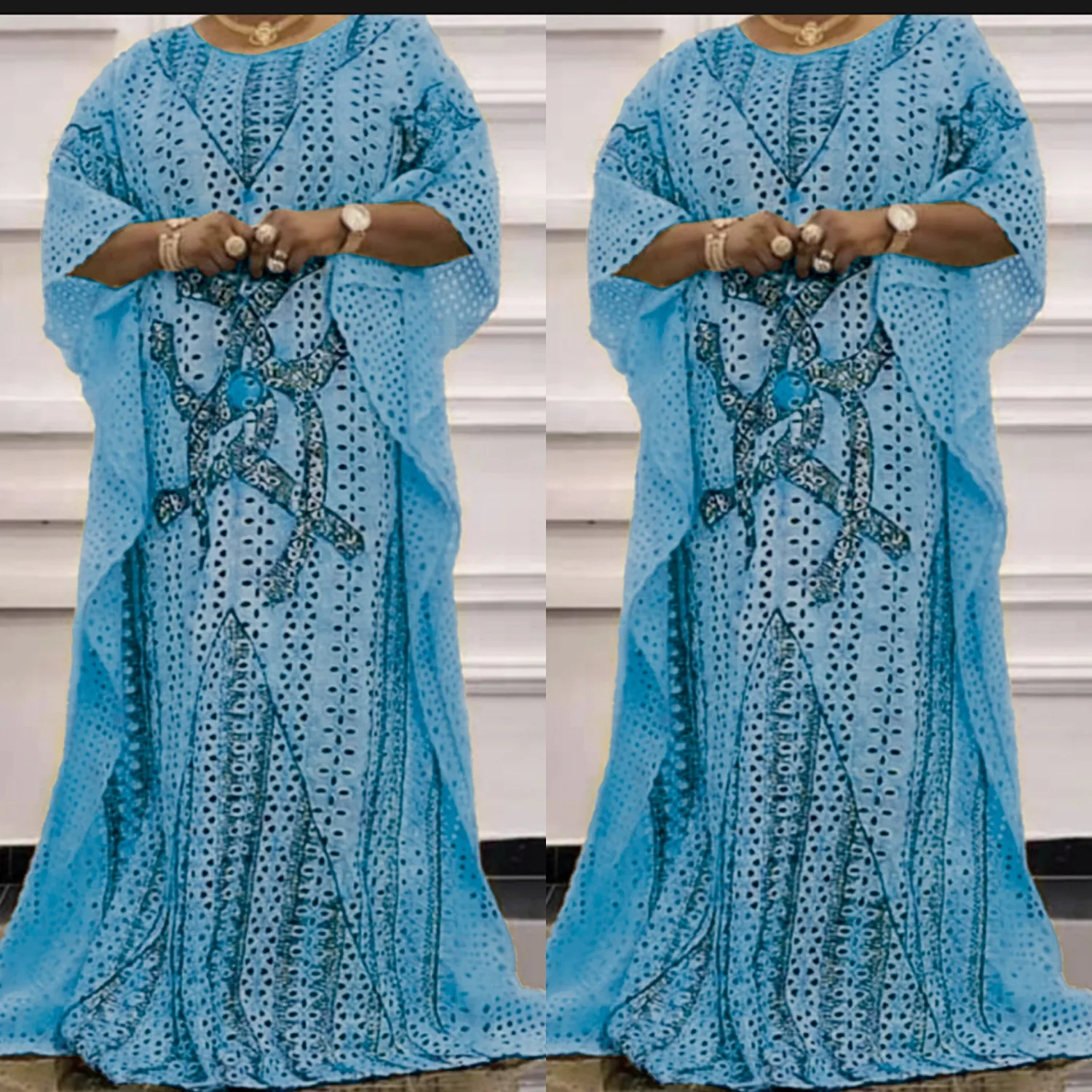 

2022 African Dresses for Women Summer African Clothes Dashiki Lace Boubou Robes African Women Wedding Party Long Dress and Inner