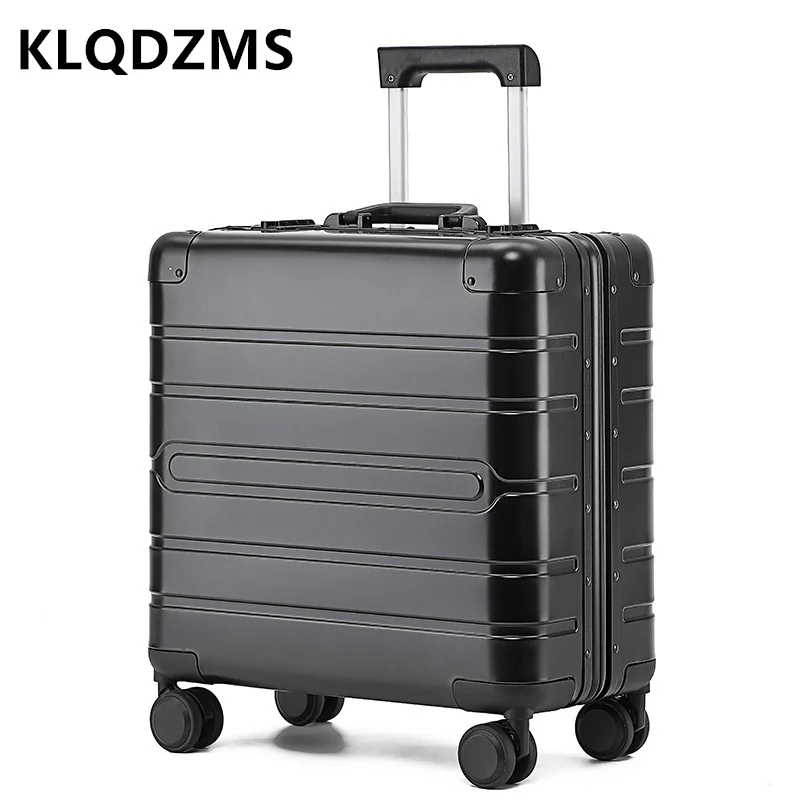 

KLQDZMS All-aluminum Business Luggage Portable 18-Inch Trolley Case Universal Wheel Stewardess Boarding Suitcase Women