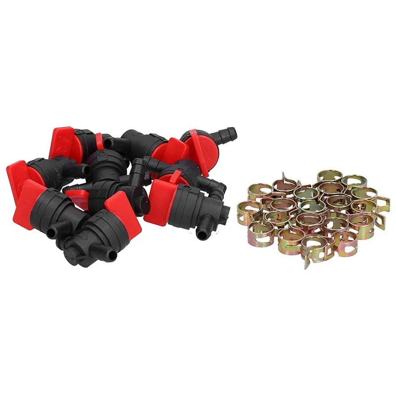 10PCS Outboard Fuel Tank Pipe Shut-Off Valve Lawn Mower Accessories For 1/4 Inch Line