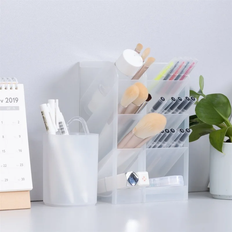 Pen Holder Desk Organizer Cute Stationery 2022 for School Supplies Desktop Office Accessories Makeup Pencil Holder Brush Stand