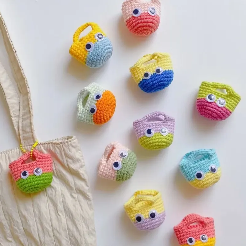 Разноцветные глаза вязаная крючком мини-сумка подвеска шерстяные брелоки для