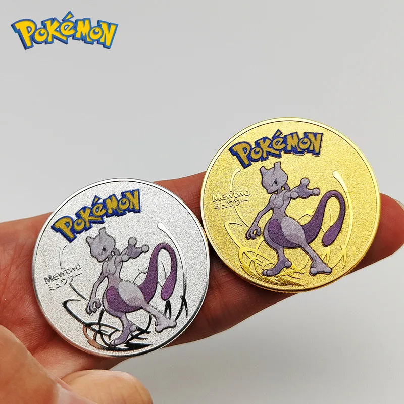 

Pokemon Coins Metal Silver Mewtwo Coins Anime Commemorative Coin Charizard Pikachu Golden Pokemon Cards Round Metal Coin Toys