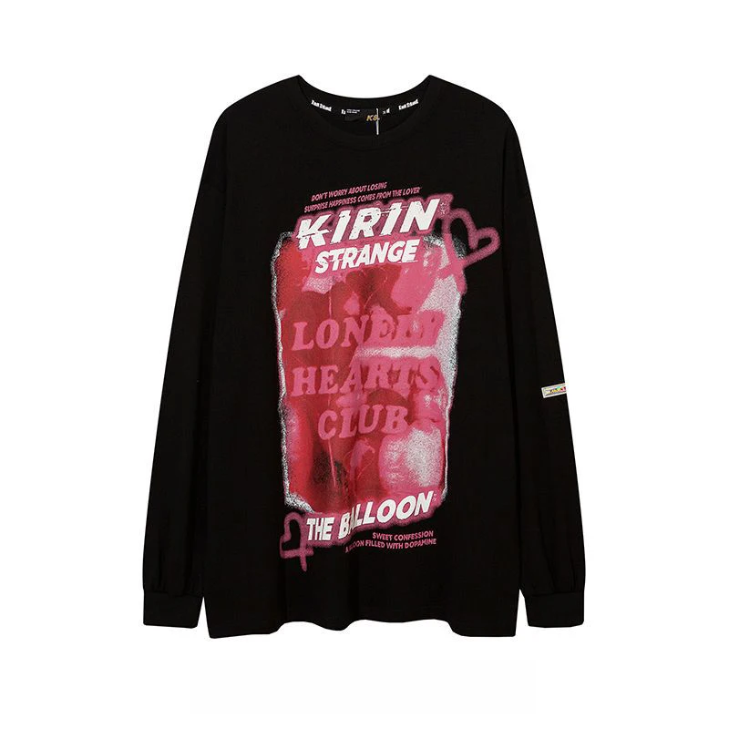 

American street graffiti sweatshirt subby wind dark black men and women ins hip-hop couples long-sleeved T-shirt