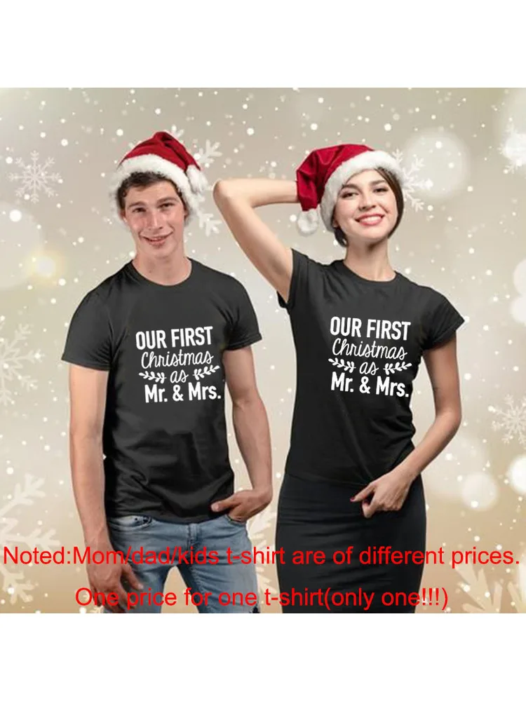 1 шт. первая Рождественская одинаковая футболка для влюбленных As Mr and Mrs футболки с
