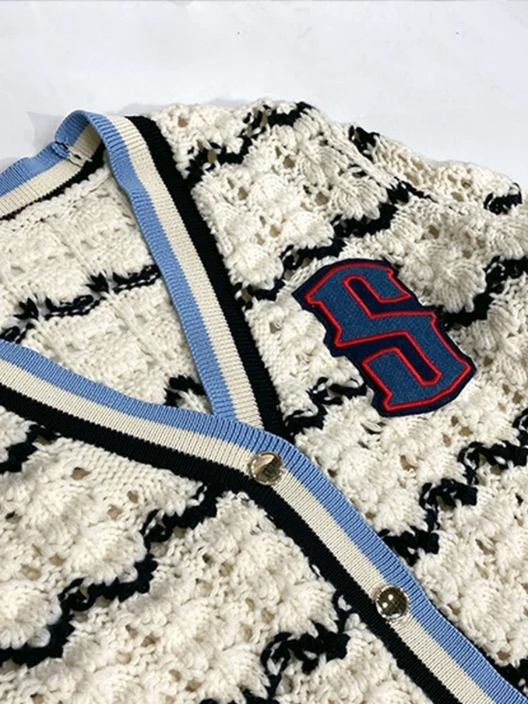 Роскошный брендовый вязаный кардиган с буквами S женский свитер топ платье