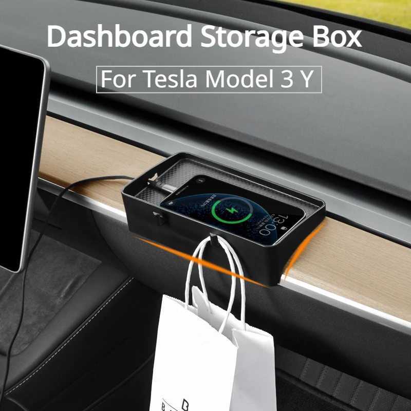 

Dashboard Storage Box for Tesla Model 3 Y Central Control Screen Instrument Panel ETC Silicone Tray Hook Car Accessories 2023