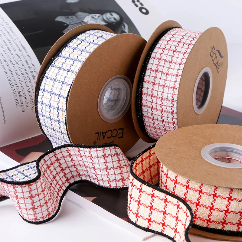 

Plaid ribbon Ribbon Valentine's Day diy baking gift box packaging ribbon flower cake binding clothing accessories 10 yards/roll