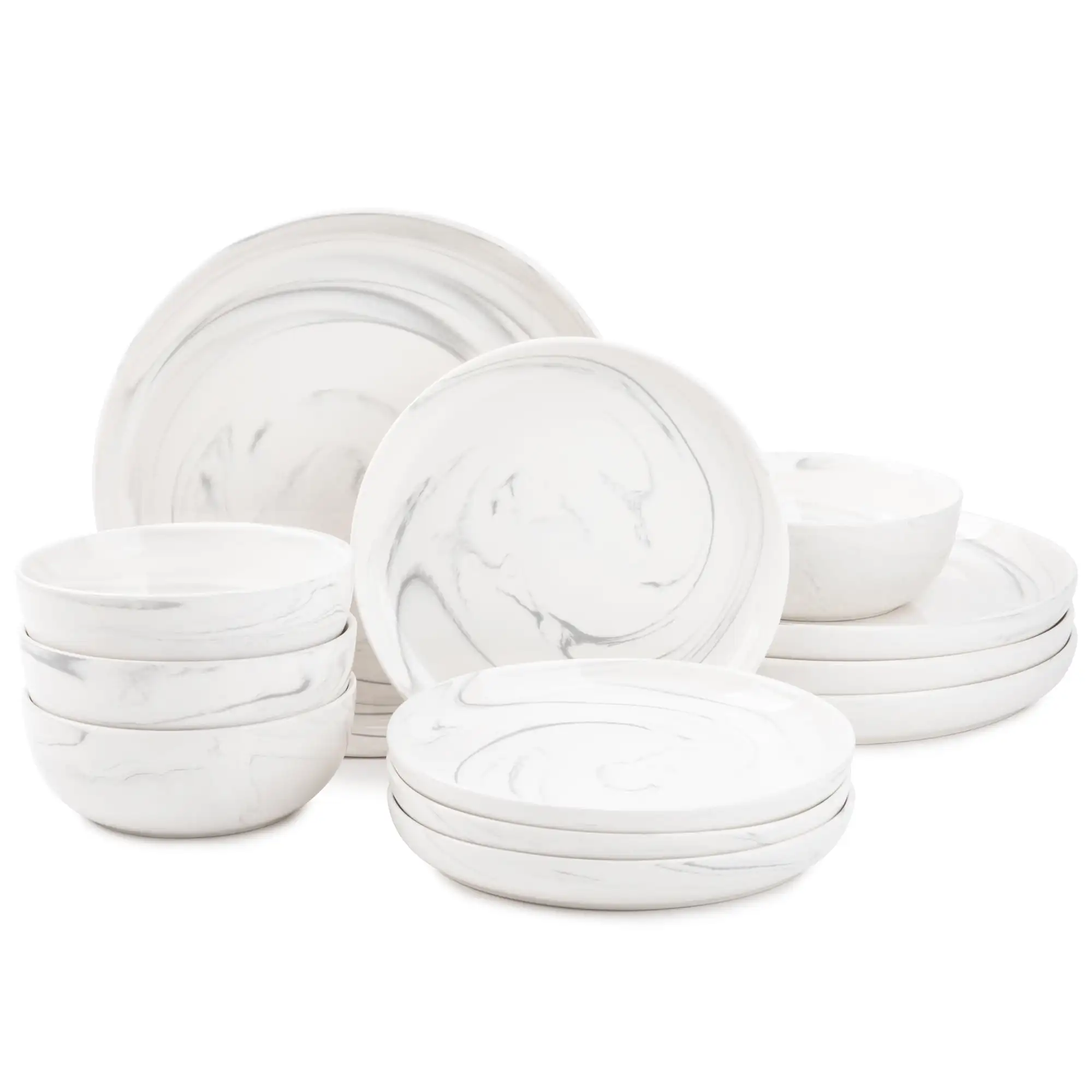 

Dinnerware Grey Marble Stoneware, 12 Piece Set