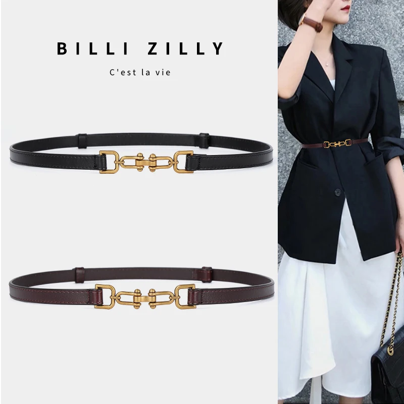 Fashion Genuine Leather Belt New Women Belts Adjustable Thin Belt Dress Trousers Designer Waistband Skinny Waist Belt