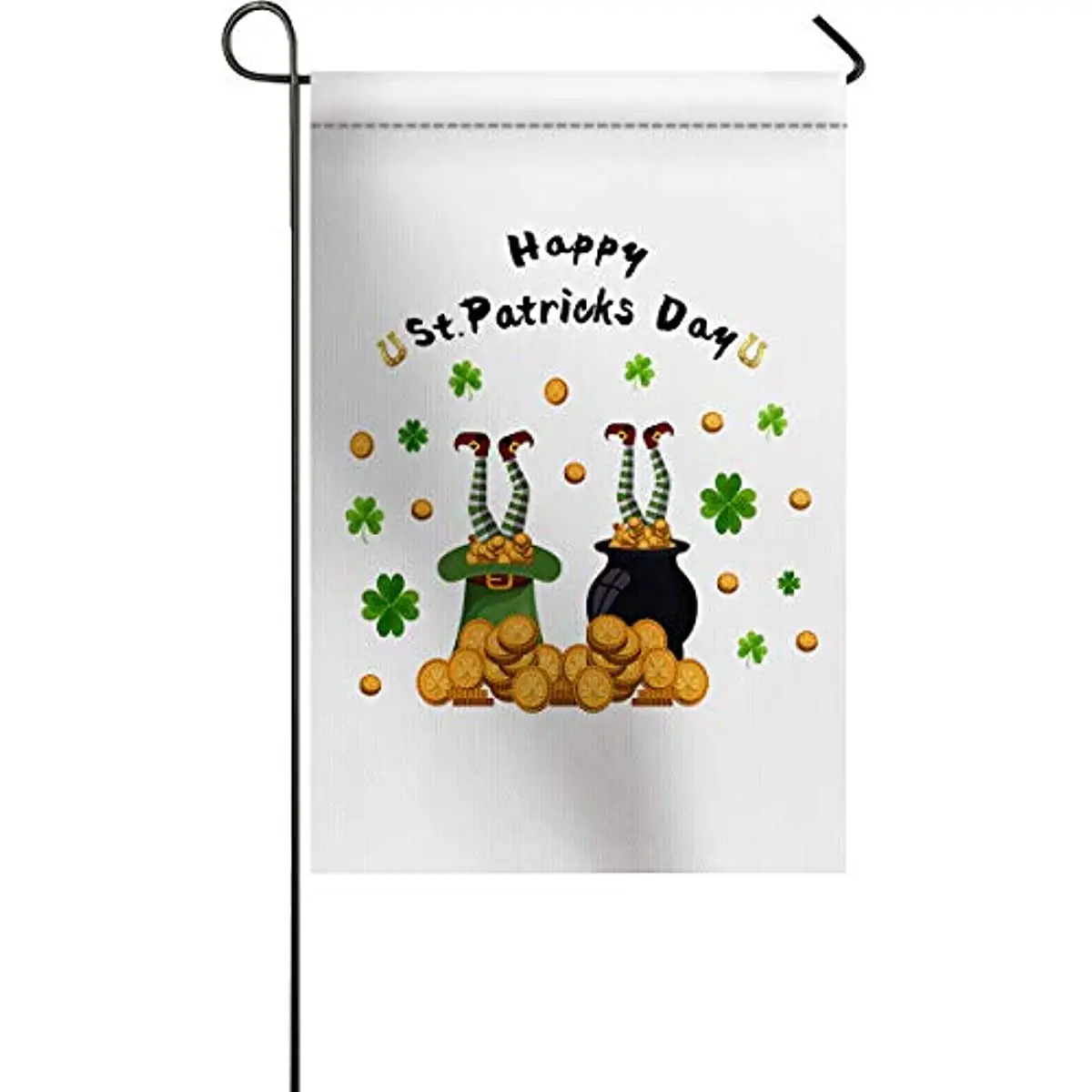 

St. Patrick's Day Leprechaun with Shamrocks Garden Flags for Yard Porch Welcome House Flag Seasonal Double Sided Flag for Home