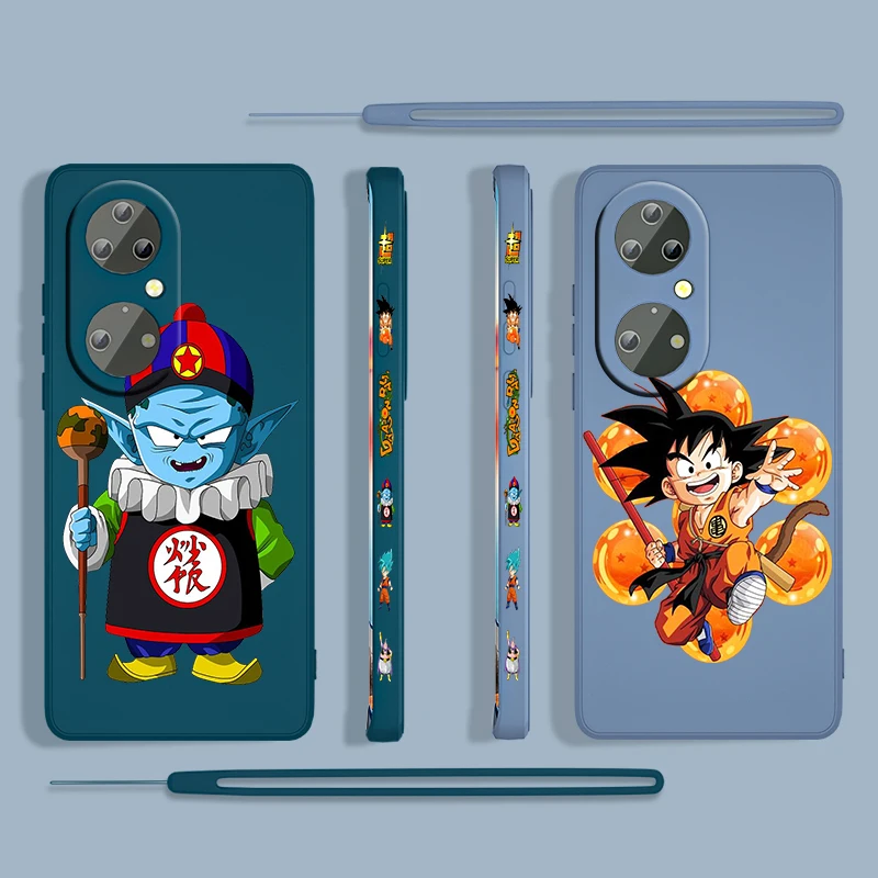 

Anime GOKU DBZ Dragon Ball For Huawei P50 P40 P30 P20 P Smart Z Pro Plus 2019 2021 Liquid Left Rope Phone Case Coque Cover Capa