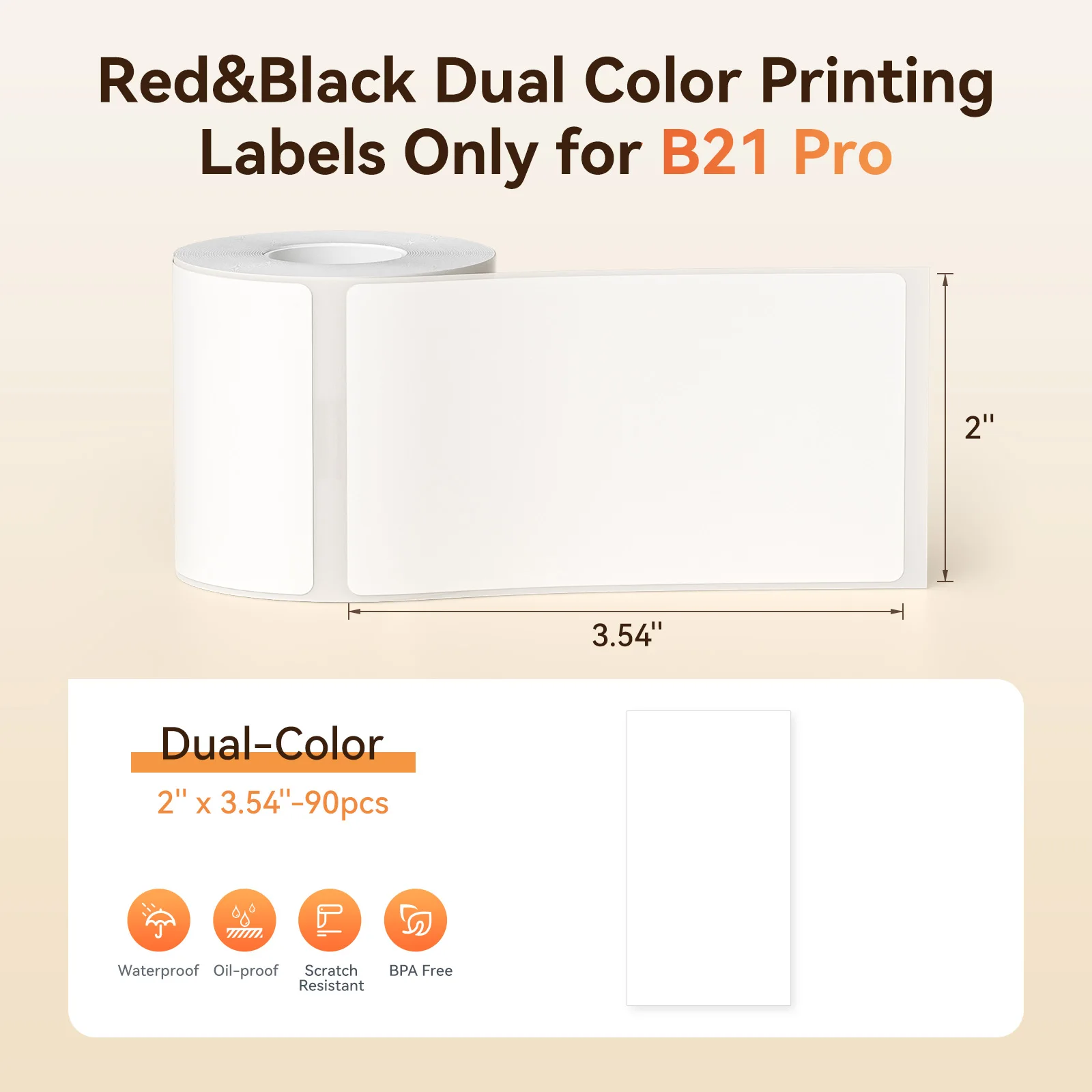 3 рулона термобумаги для этикеток Niimbot B21 Pro, красный, черный