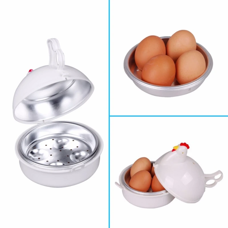 

Kitchen Eggs Steamer Chicken Shaped Microwave 4 Egg Boiler Cooker Portable Kitchen Cooking Appliances Steamer Home Egg Poachers