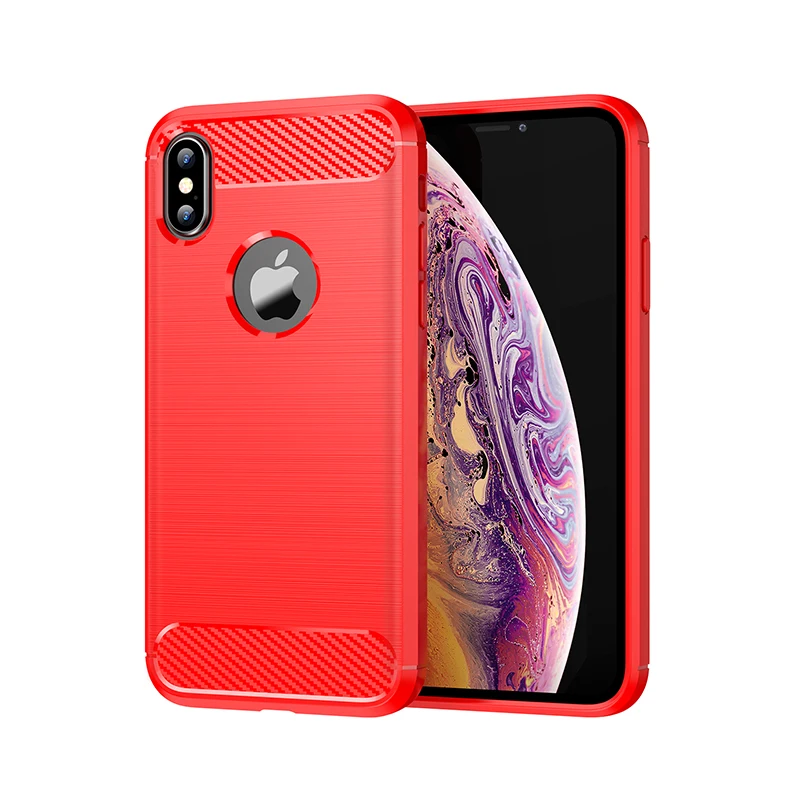 

For iPhone Xs Soft TPU Rugged Shield Brushed Texture Protective Case for iPhone X/XR/SE2/XS Pro Max Heavy Duty Shockproof Cover
