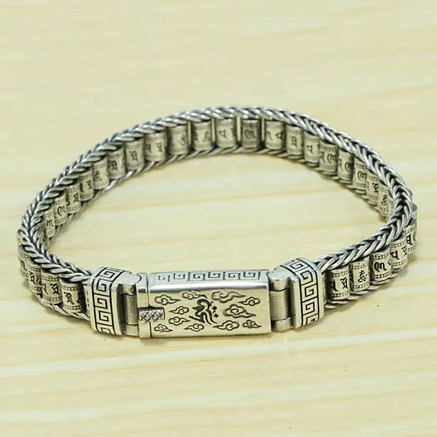 Мужской браслет щедрый из стерлингового серебра S925 мужской ретро-узор мира шесть