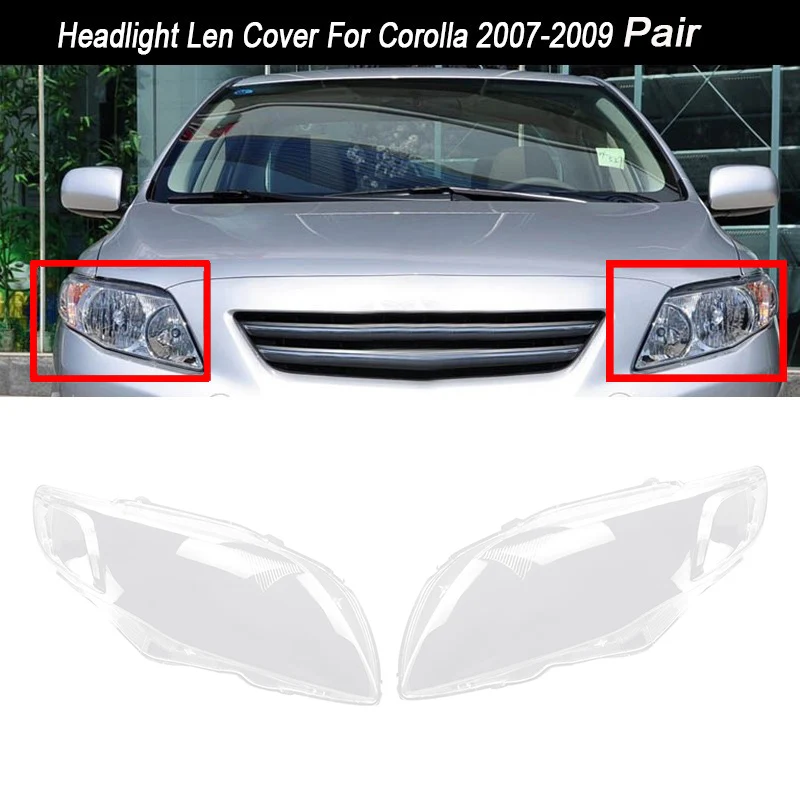

for Toyota Corolla 2007-2009 Pair Car Headlight Cover Transparent Lampshade Shell (Left + Right )