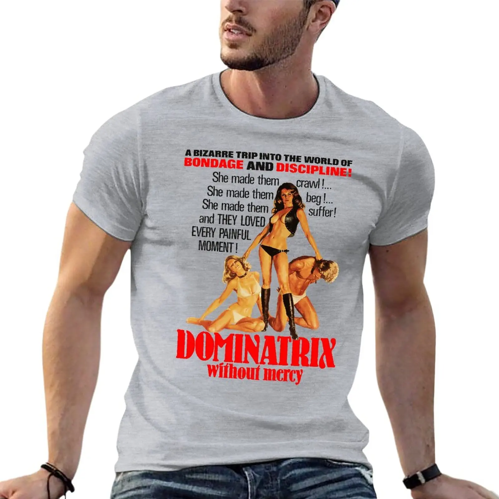 Dominatrix Without Mercy Movie Poster Oversize T-Shirt Printed Men Clothing Short Sleeve Streetwear Large Size Top Tee