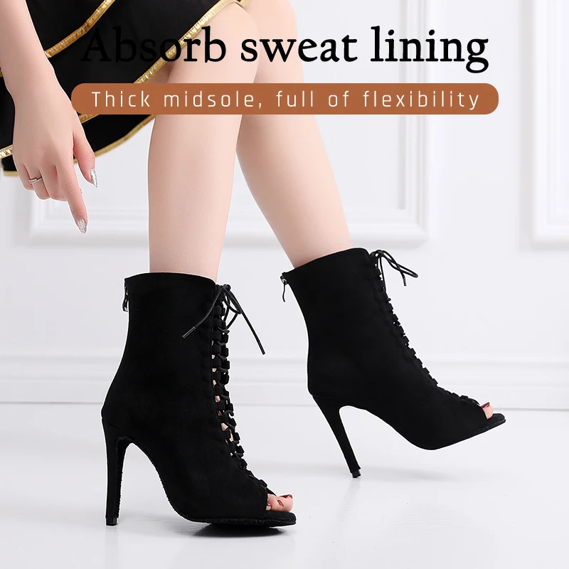 Hipposeus Women's Fashion Party Woman Sexy stilettos High Heels Latin Women Latin dance heels Boots shoes Breathable For Ballroo