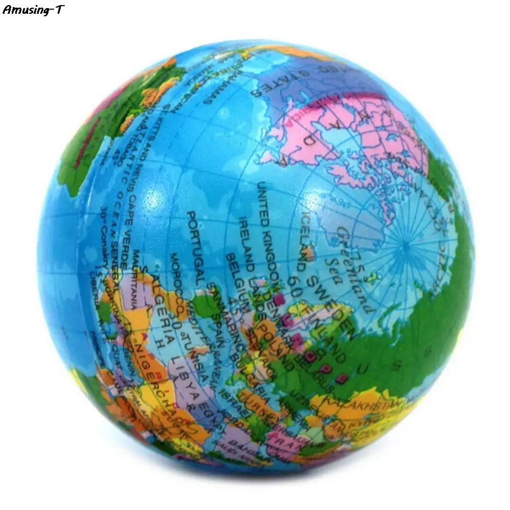 

1Pc Foam Rubber Ball Toy World Map Foam Earth Globe Hand Wrist Exercise Stress Relief Squeeze Soft Foam Ball Toy