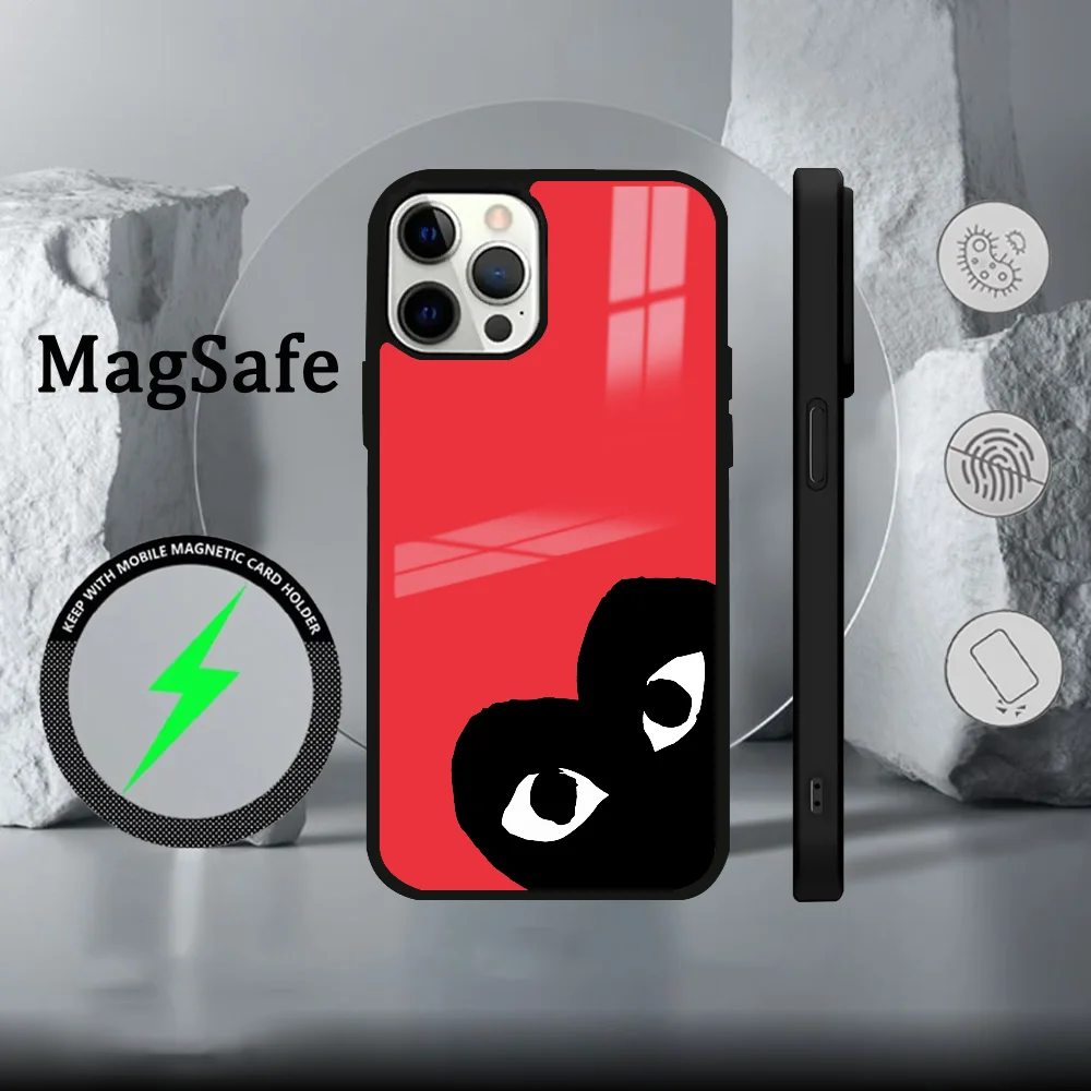 Фото Чехол для телефона с сердечком для IPhone 16 15 14 13 12 11 Pro Max Plus Mini Magsafe №5