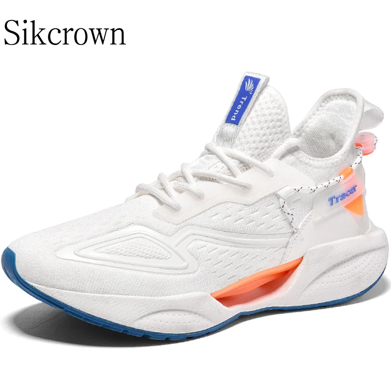 

Мужские белые кроссовки, Высококачественная обувь для бега, теннисная Повседневная плетеная эластичная Удобная дышащая модная дизайнерская обувь