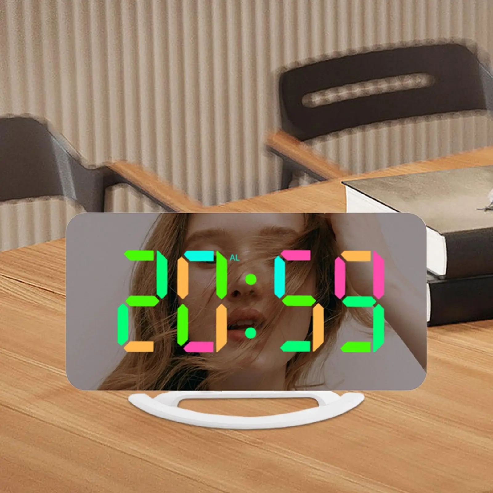 Led Desk Alarm Clock Usb Charger Memory Mode Large Mirror Di