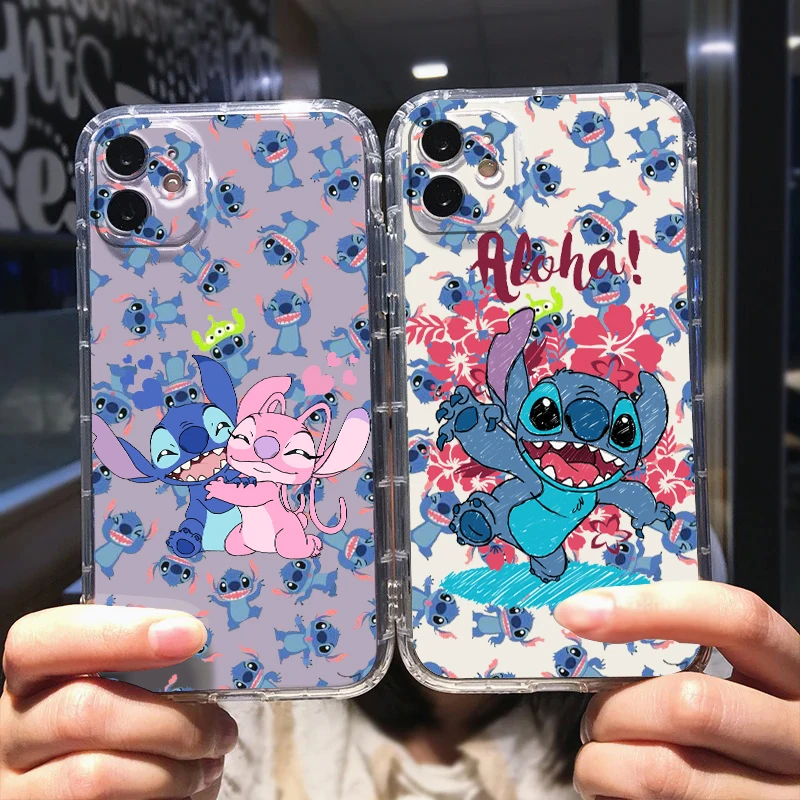 

Disney Stitch Love Cartoon Phone Case For Apple iPhone 14 13 12 11 Mini XS XR X Pro MAX 8 7 6 Plus SE 2020 Transparent Cover