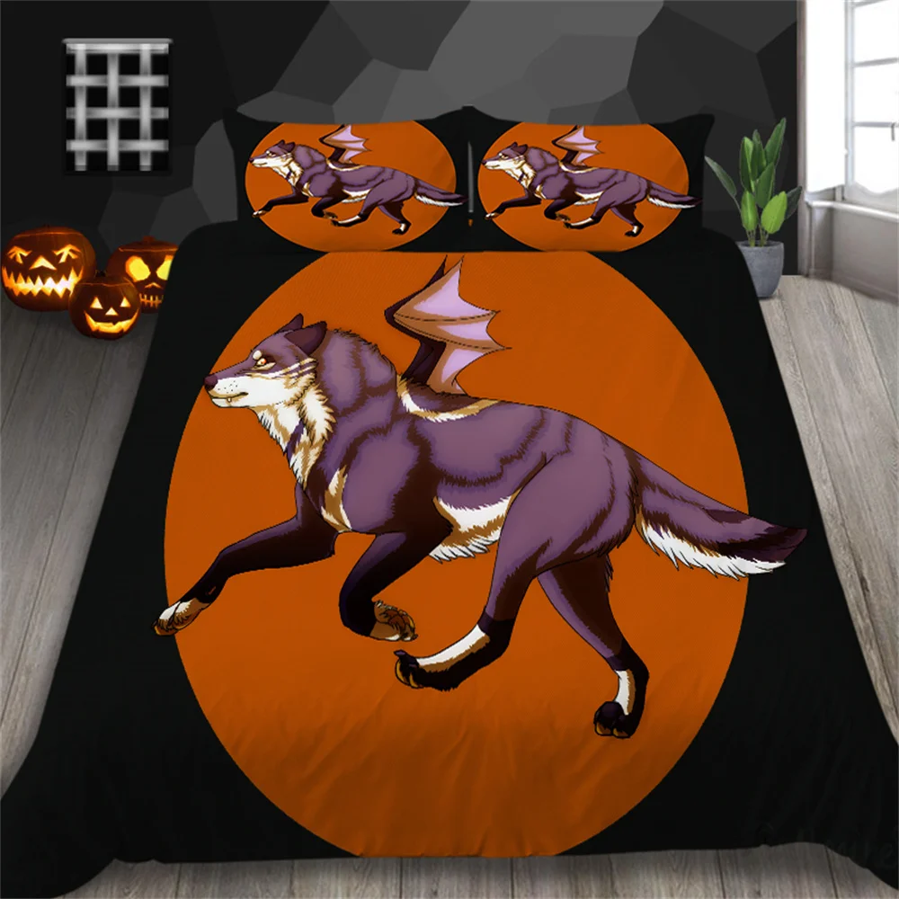 

3D Printing Bedspread Halloween Style Home Textiles Newly Microfiber Quilt Cover Children King Size Bedding Cover Suit