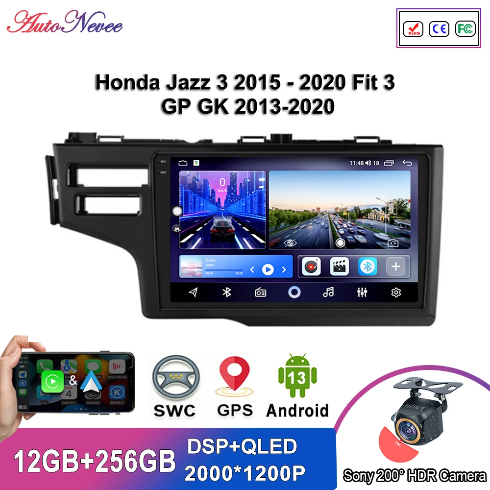 Мультимедиа Android 14 для Honda Jazz 3 2015-2020 подходит GP GK 2013-2020 GPS-навигация авторадио