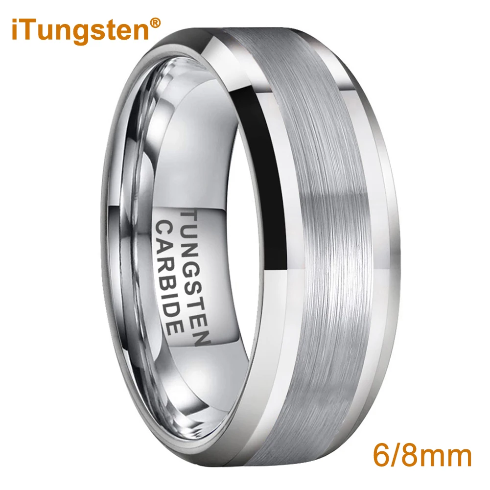

iTungsten 6mm 8mm Engagement Wedding Band Tungsten Carbide Finger Ring for Men Women Couple Fashion Trendy Jewelry Comfort Fit