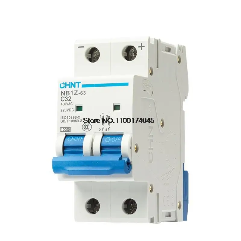 Chnt Nb1z63 2p dc Interruptor dc Mcb Interruptor 12v 24v 220v para pv Solar Sistema 20a 32a 40a 400v ac Chint
