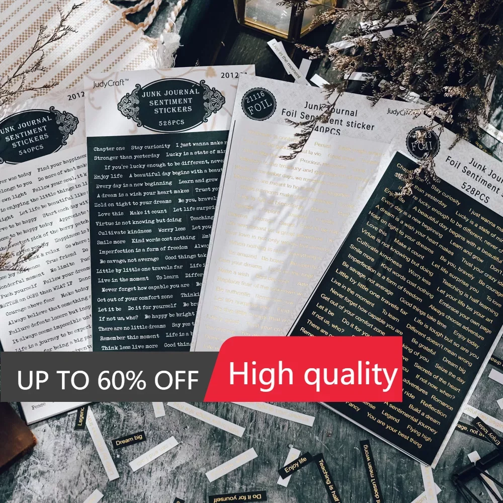 

528Pcs Sentiment Phrase Stickers Junk Journal Ephemera Vintage Stickers Aesthetic Album Words Stickers Scrapbooking Material
