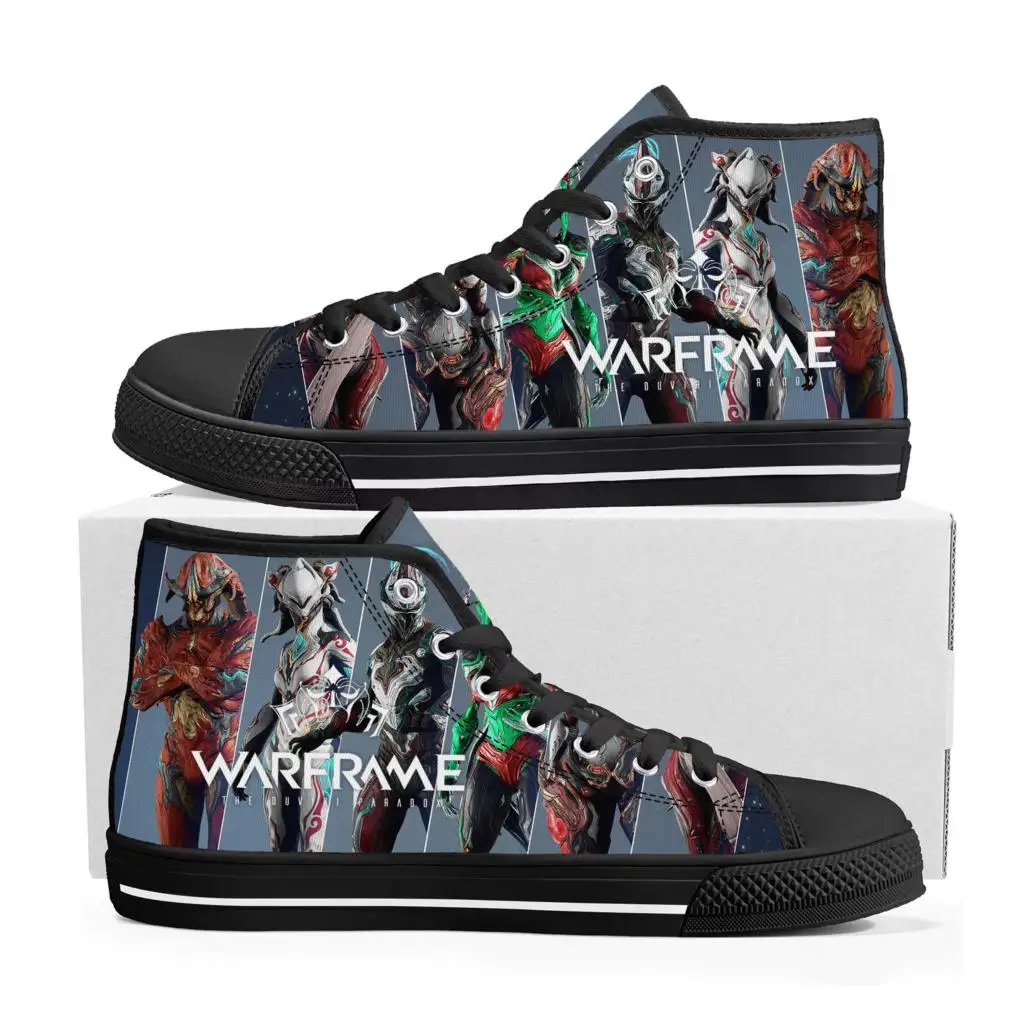 

Anime Cartoon Game Warframe High Top Sneakers Mens Womens Teenager High Quality Canvas Sneaker Fashion Custom Built Couple Shoes