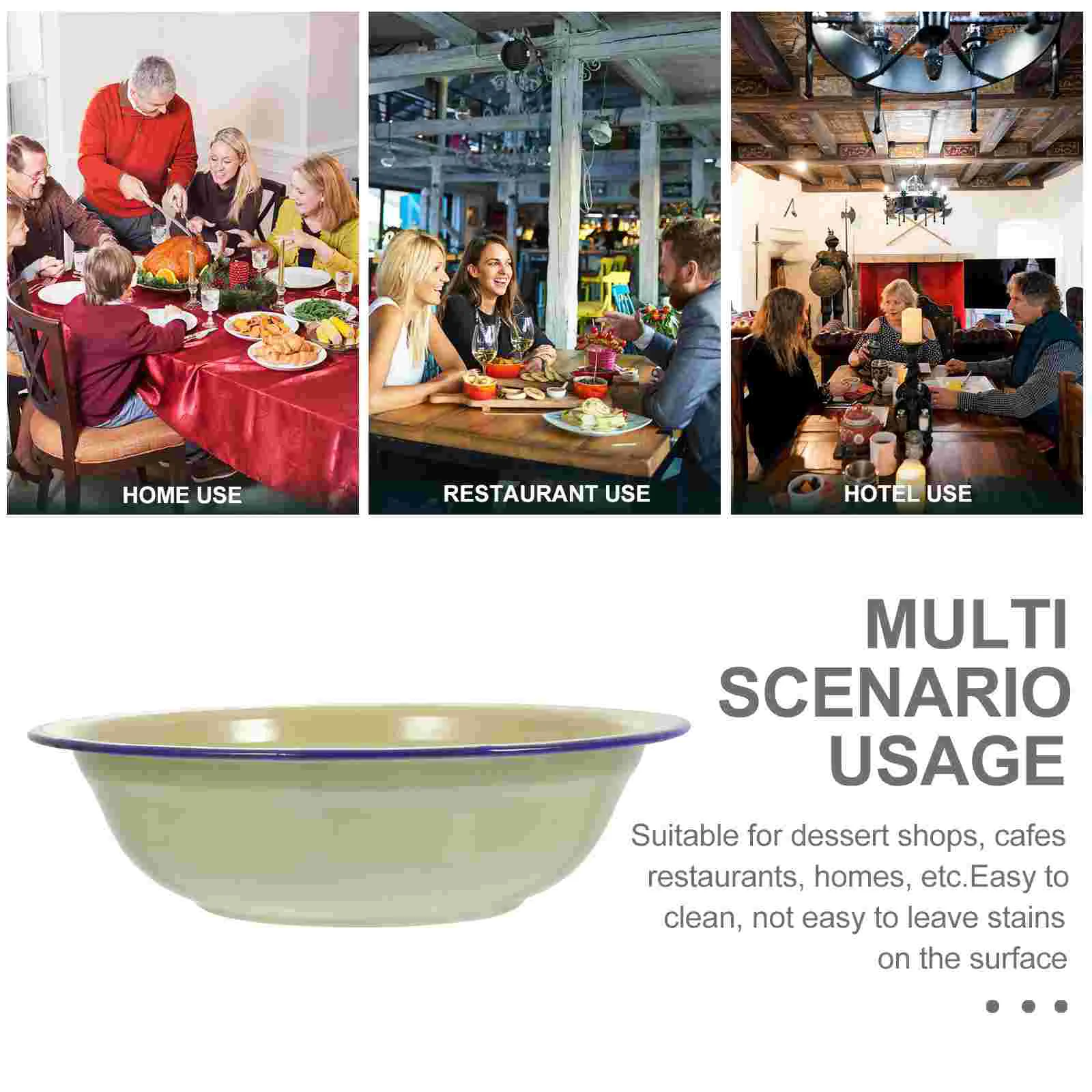 

Bowl Enamel Basin Enamelware Bowls Soup Vintage Mixing Decor Bathroom Large Spa Wash Dish Serving Accessories Dishes Salad Metal