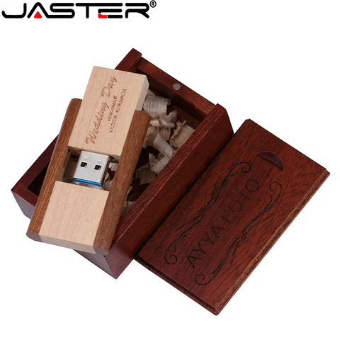 Вращающиеся USB-флеш-накопители JASTER, 128 ГБ, бесплатный индивидуальный логотип, карта памяти, 64 ГБ, свадебный подарок, ручка-накопитель, 32 ГБ, 16 ГБ