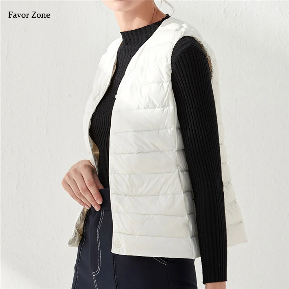 

Autumn Winter Down Vests Women 2022 Ultra Light Thin 90% White Duck Down Sleeveless Slim Warm Down Vest Jackets Female Waistcoat