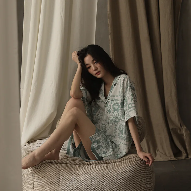 Women Loungewear Set Silk Satin Soft Pajama Set Summer Short-sleeve Pyjamas Set For Woman Young Girl Sleepwear