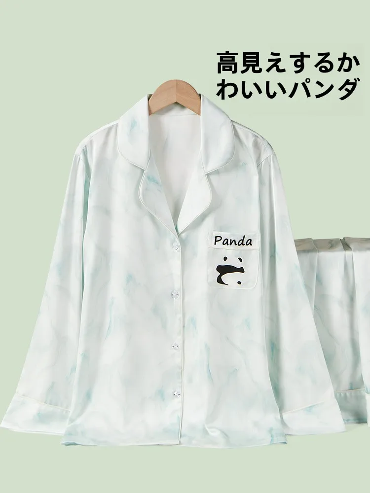 Langsha тушью с принтом панды шелковые пижамы для женщин новинка 2023 года летняя