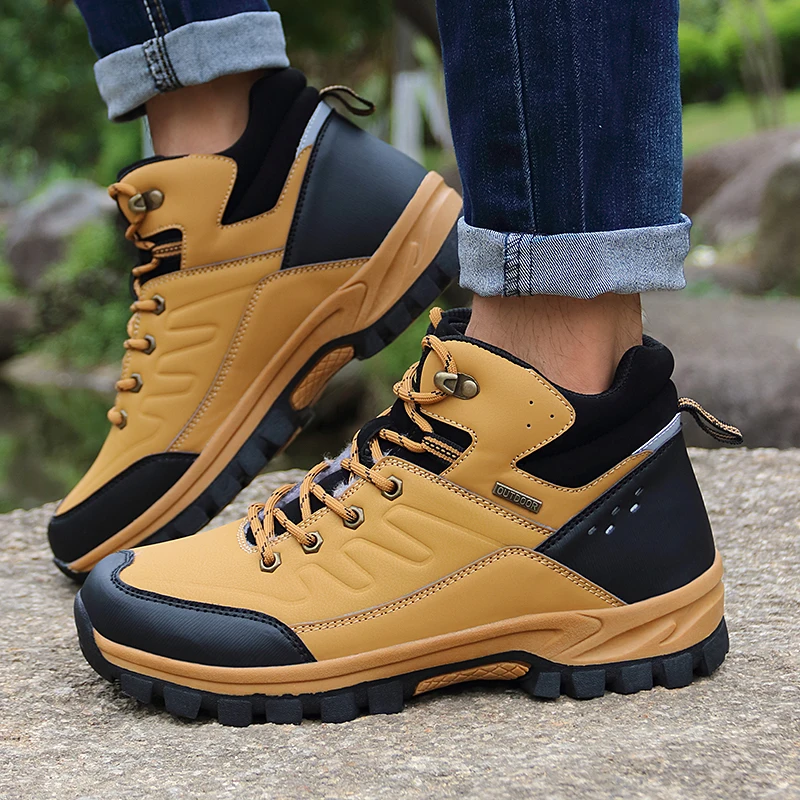 39-46# Comfortable Keep Warm Male Outdoor Wear Resistance Hiking Shoes Camping Training Shoes Adult Youth Leisure Hiking Shoes