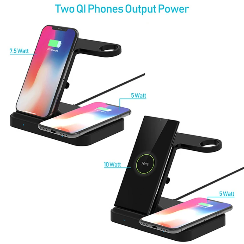 Фото Станция беспроводной зарядки 5-в-1 для iPhone 11 12 13 14 Plus Pro Max XS Max для Apple Watch 5 4 3 2 подставка для быстрой беспроводной зарядки №3