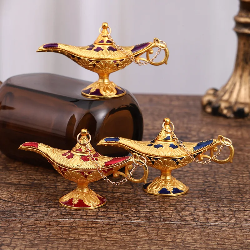 

Magic Genie Lamp Desktop Ornament Arabian Stage Show Props for Home Decoration Halloween Birthday Gift Party Living Room