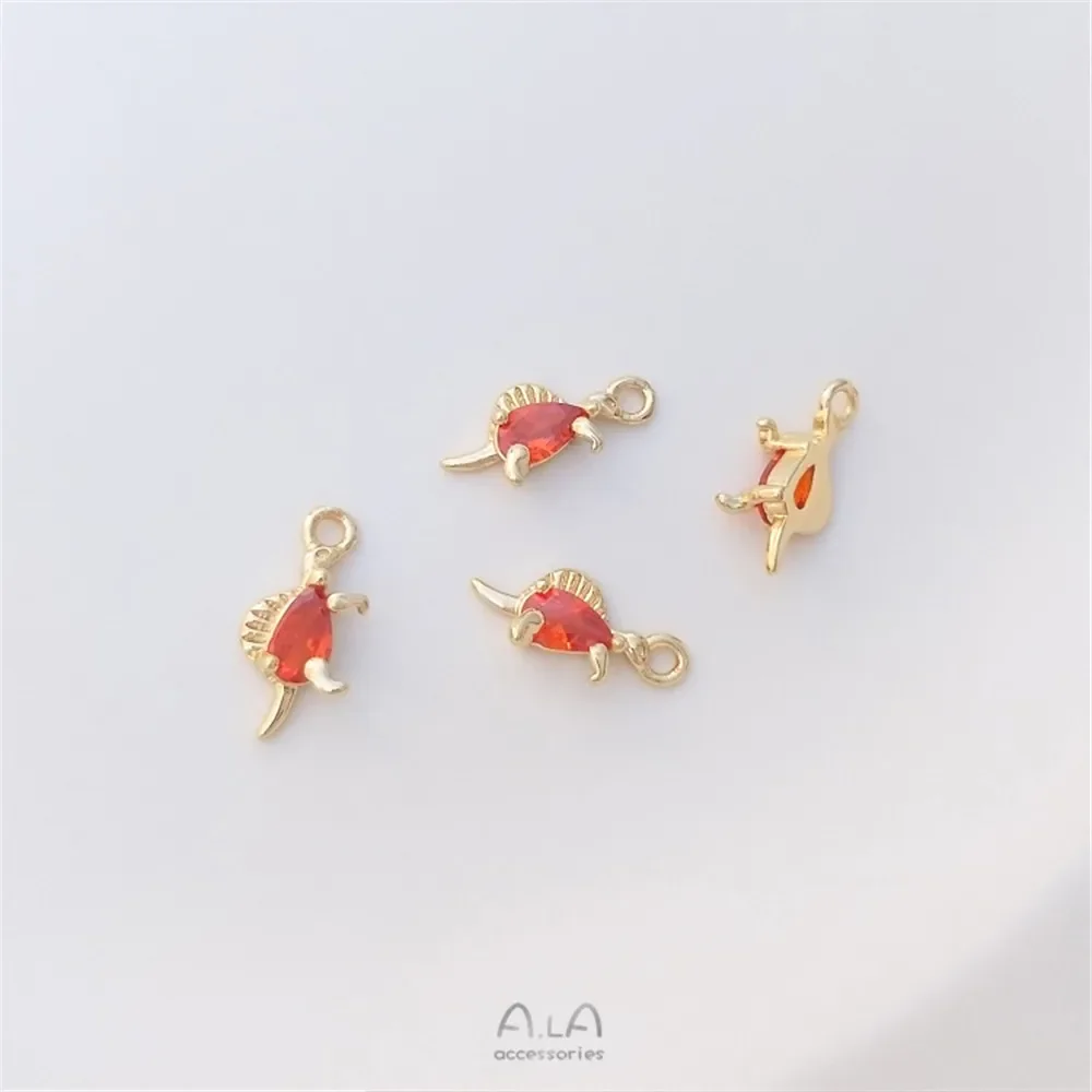 14-каратное золото инкрустированное цветными циркониевыми динозаврами морские