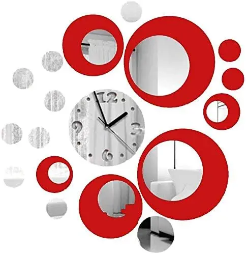 

Reloj de Pared de Metal con la Decoración Efecto de Espejo Moderno Etiqueta de la Pared de Diseño para Sala de Estar / Dormito