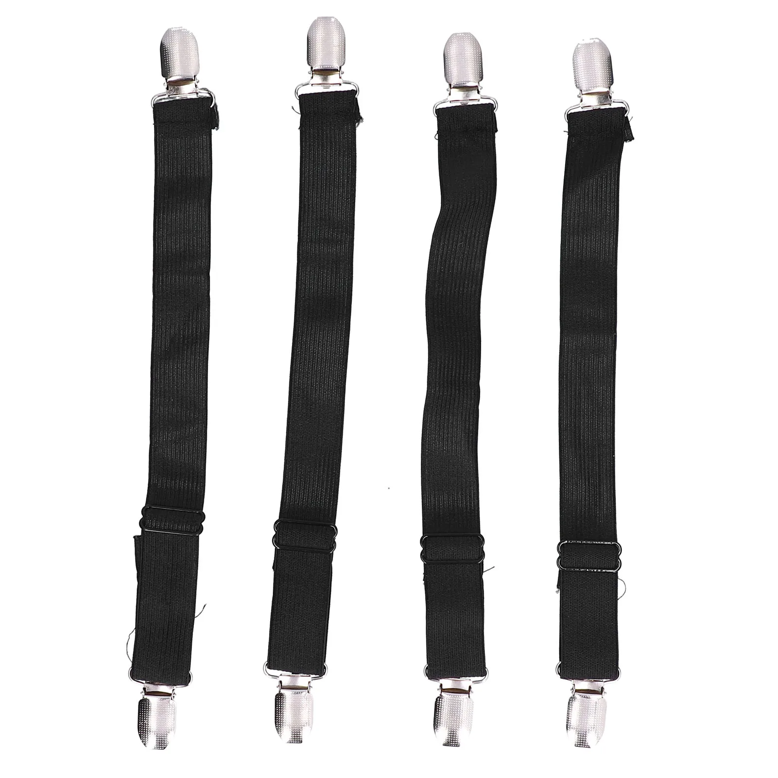

4Pcs Adjustable Bed Sheet Fasteners Suspenders Elastic Sheet Band Straps Clips HolderBlack