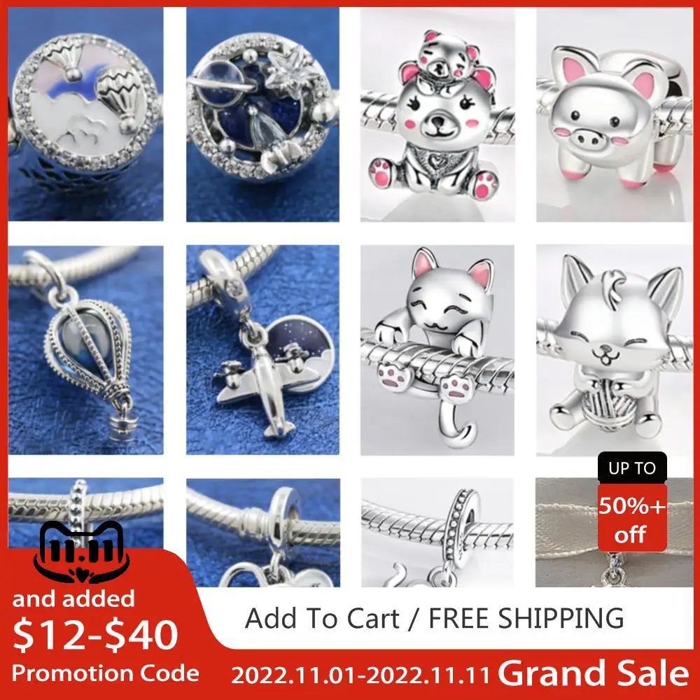 

Hot Sale 925 Sterling Silver Beads Snowflake Dangle Animal Charms Fit Original Pandora Bracelets Women DIY Making Jewelry Gift