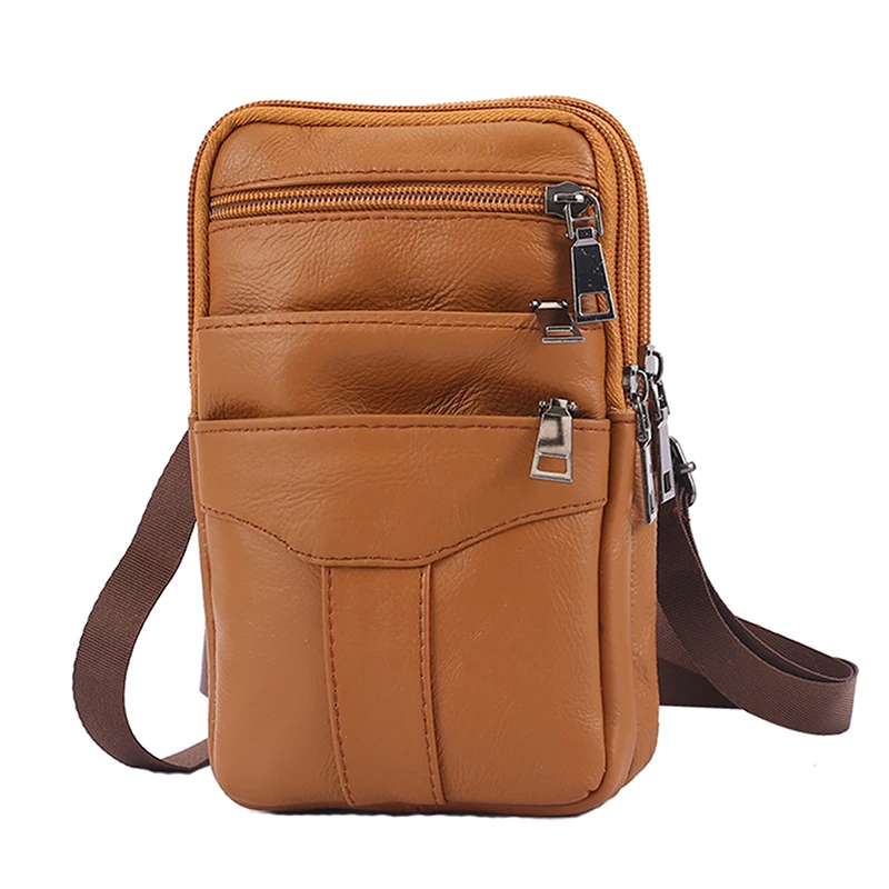 

Vintage Men Waist Fanny Pack PU Leather Shoulder Crossbody Bag For Male Purse Cellphone Pouch For Men Traveling Solid Color