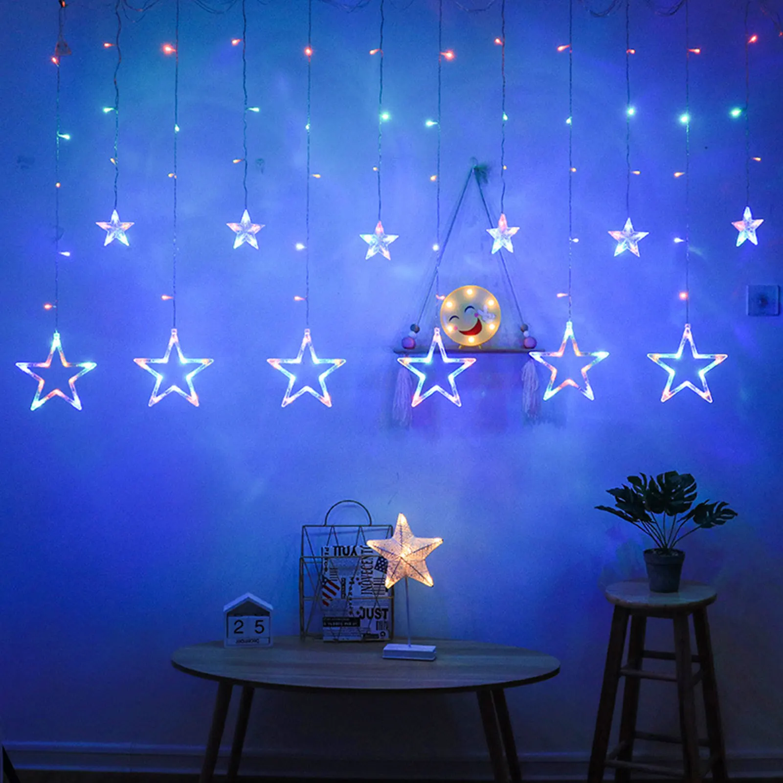 

Star String Lights LED Fairy Curtain Lamp 2.5M Outdoor Indoor Bedroom Home Party Wedding Mubarak Ramadan Decor 8 Lighting Modes