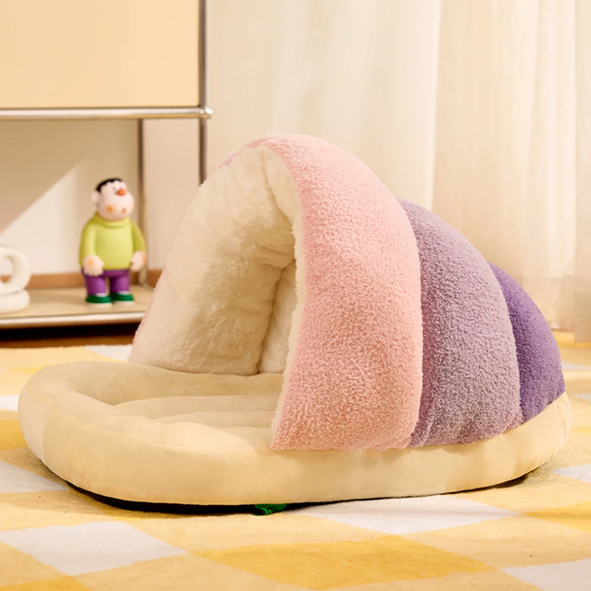 Кровать для собаки бархатная гробница теплая пещера милая спальная кровать