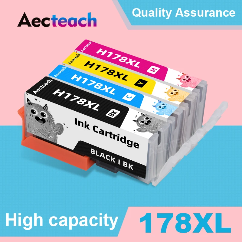 Aecteach для HP 178 Замена чернильного картриджа 178XL Photosmart 7515 5515 B109a B010b B209 B210 3070A чернила